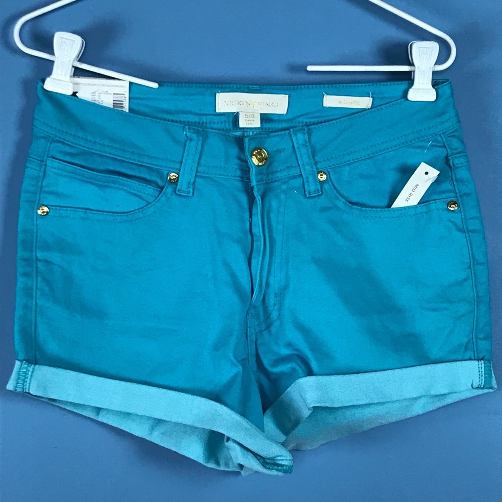 Nicki Minaj Blue Mid-rise Shorts